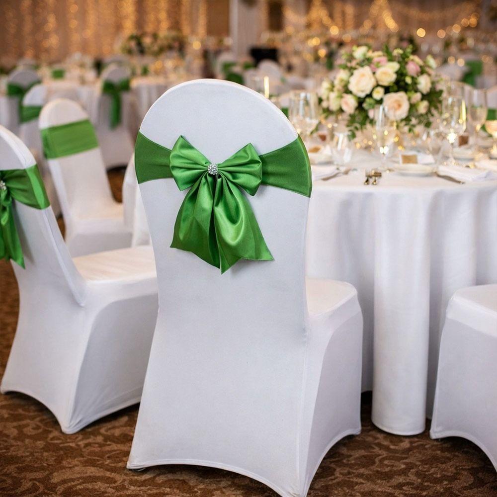 Bows Chair Back Bow Decorative Belt Elastic Band Ties Fastening Event Chair Straps Ready Made Satin Chair Sashes