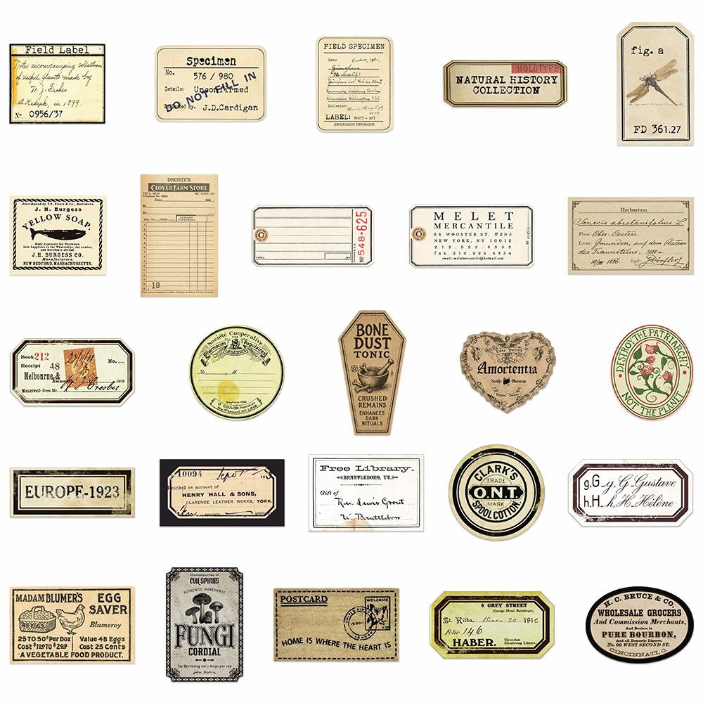 10/30/50pcs Retro Label Cartoon Stickers Aesthetic Artsy Graffiti Stationery Diary Laptop Vintage Decoration Decals Toys Gifts