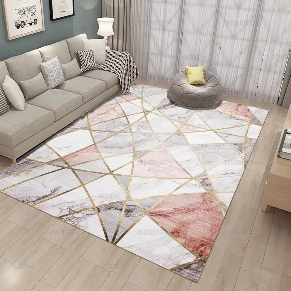 Nordic Luxury Style Living Room Carpets Area Rugs Bedroom Bedside Rug Home Decoration Parlor Carpet Modern Non-slip Floor Mat