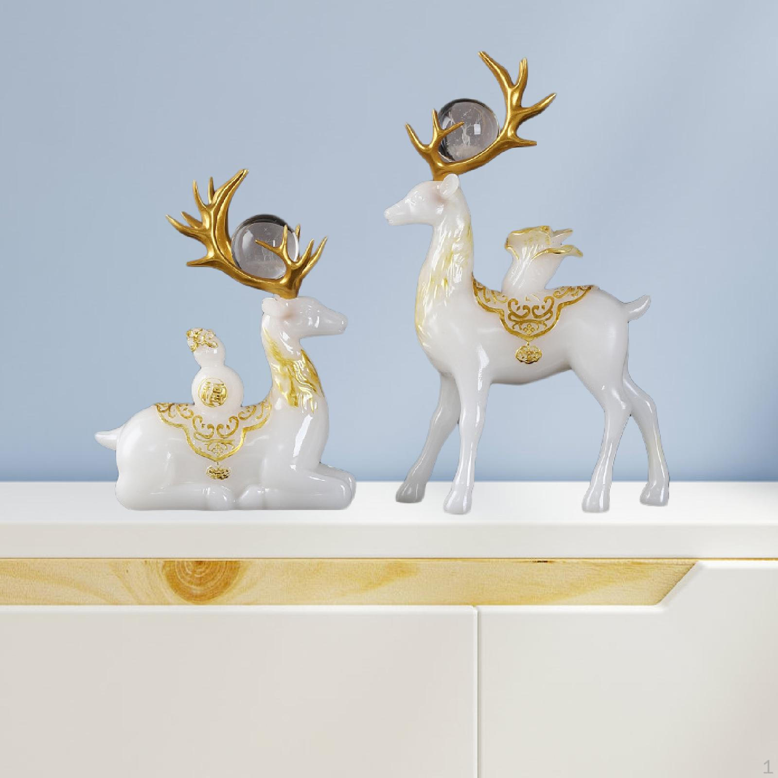 

1 пара фигурок оленей, скульптуры животных, декоративные аксессуары, поделки, настольные украшения, статуэтки белый