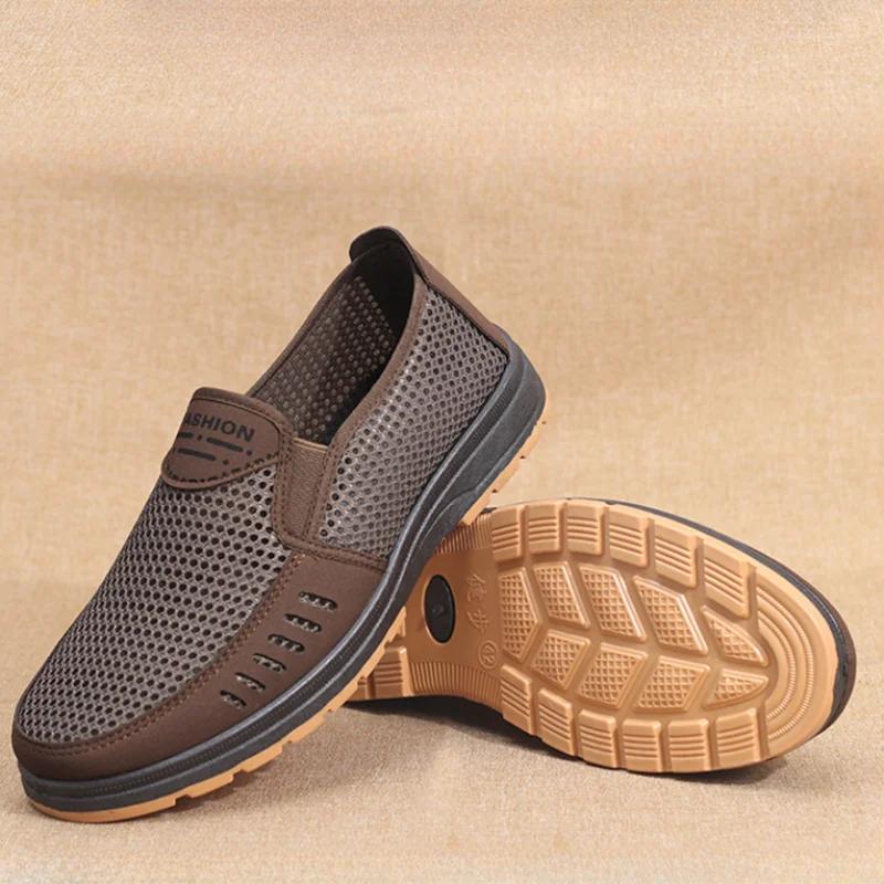 Men Casual Sports Shoes Summer Men Old Beijing Cloth Shoes Breathable Casual Dad Shoe Elderly Shoe Slip On Mesh Hombre