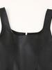 2024 European & American Style Faux Leather Slim Fit Women's Jacket with Zipper and Sexy Cami