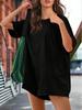 Women's Athletic Romper Short Sleeve Oversized Summer Jumpsuit with Pockets