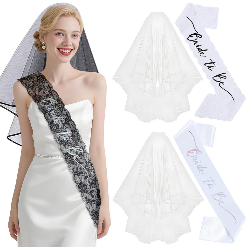 Hen Party Bride to Be Set Include Bride to Be Sash,Bridal Veil White for Bride Shower,Wedding,Bachelorette Party BRIDE Sash Set