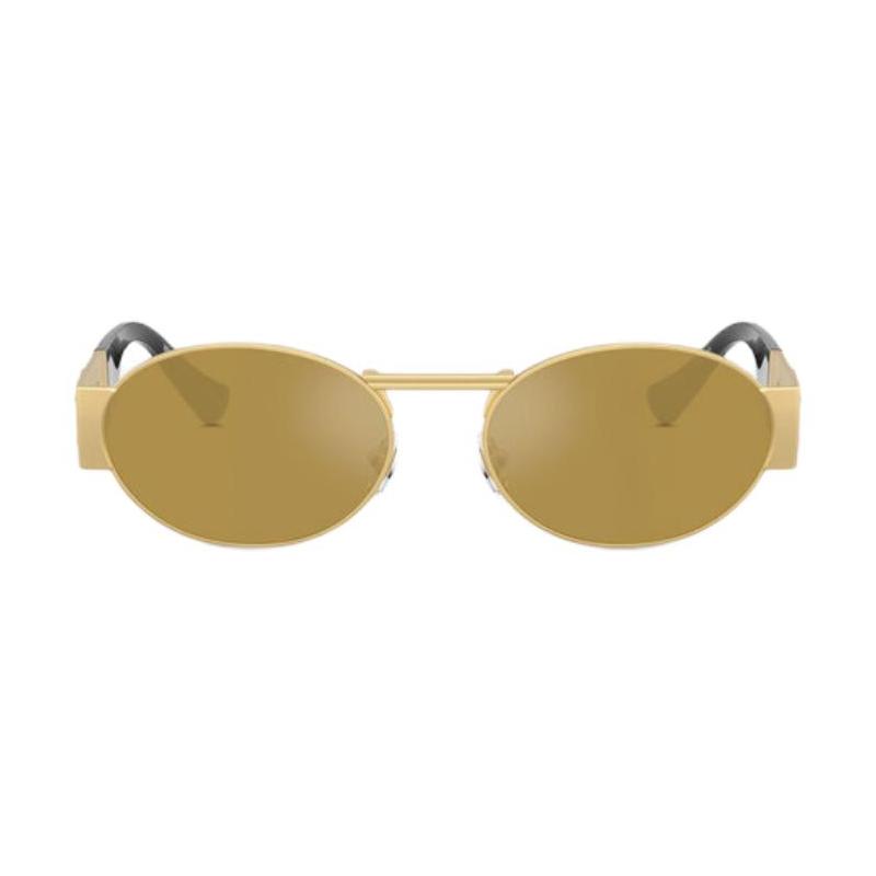 Versace Temple Logo Design Metal Oval Sunglasses Men's Gold 30964330 O2264-O10025A56_RTU_TU_ONUL-golden F