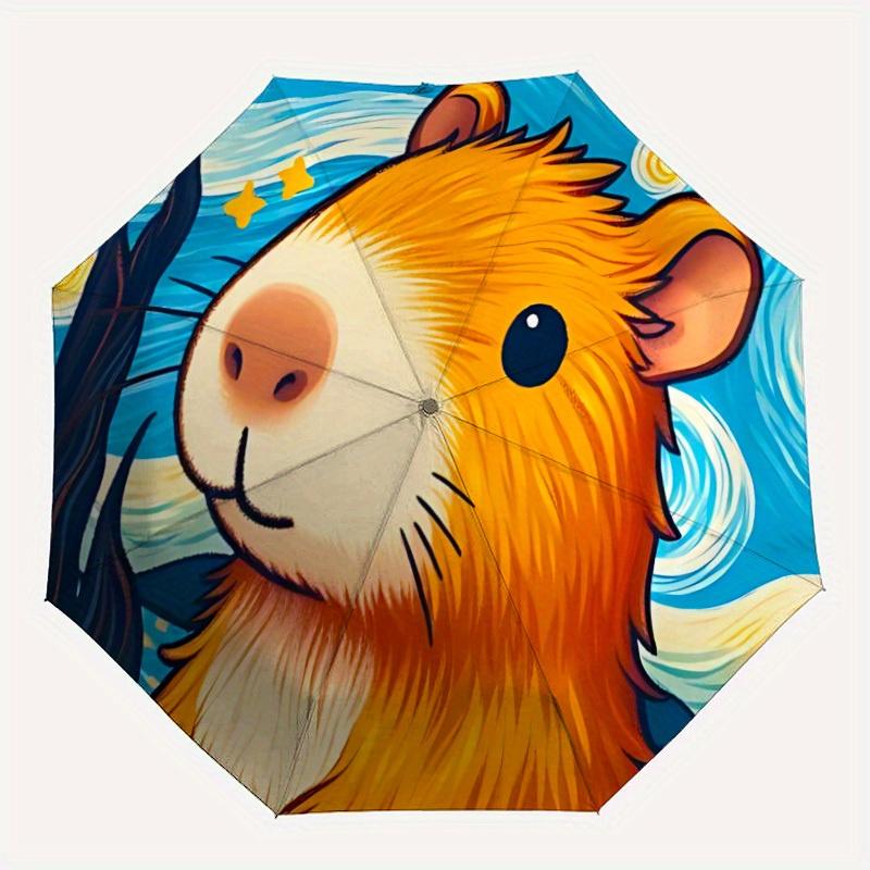 

1pc Guinea Pig Ocean Automatic Open/Close Umbrella Sturdy Iron Frame, Compact Travel Umbrella - Perfect Gift for Women, Men, Birthdays