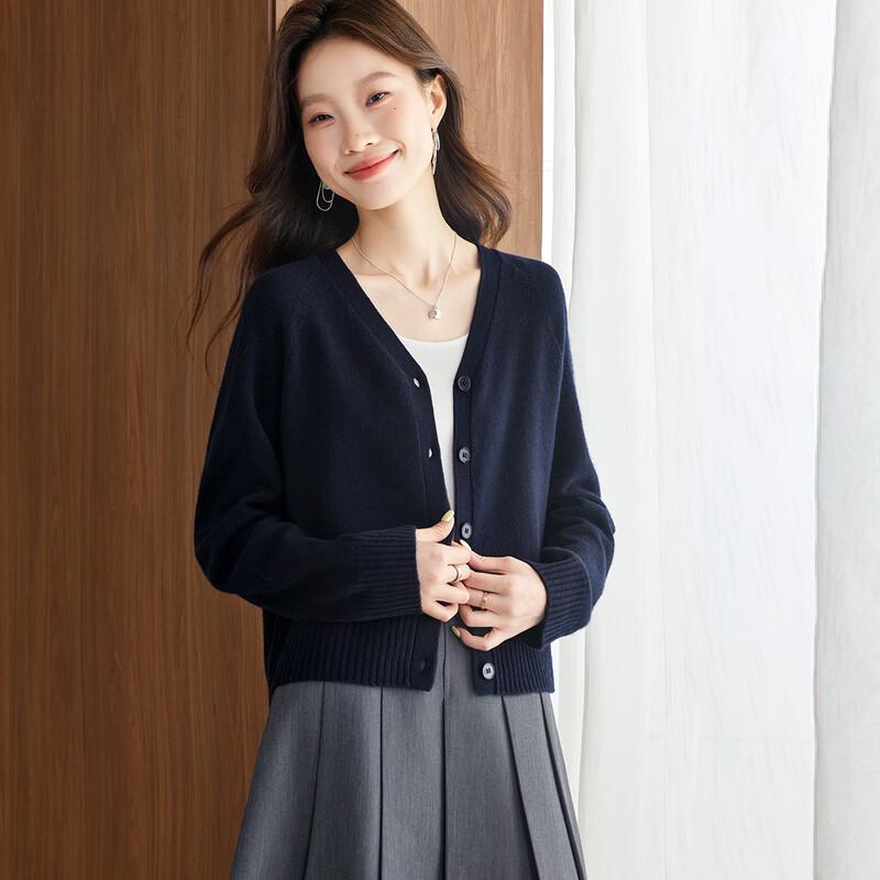 

Srcr Women s V-Neck Loose Knit 100% Merino Wool Cardigan M