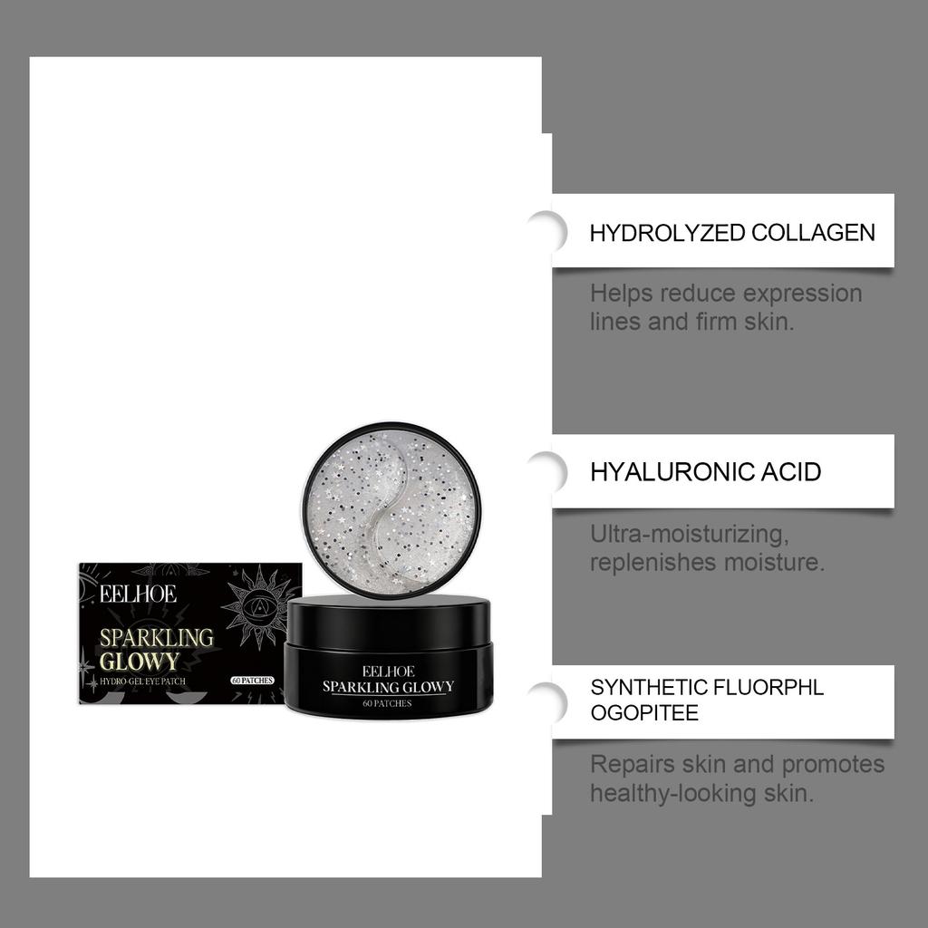 EELHOE Glitter Gel Eye Mask Moisturizes and Nourishes Eye Skin, Brightens and Softens Fine Lines Around the Eyes