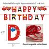 Pre-Strung Fire Truck Happy Birthday Banner Firemen Birthday Party Bunting Banner Flag for Adults Firefighter Party Sign Supplies Fire Engine Rescue