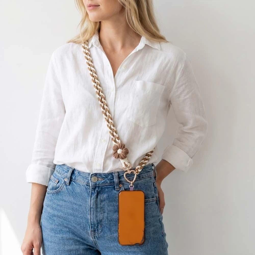Rainbow Color Phone Woven Chain Phone Charm Crossbody Lanyard Cell Phone Strap  Hanging Ornament