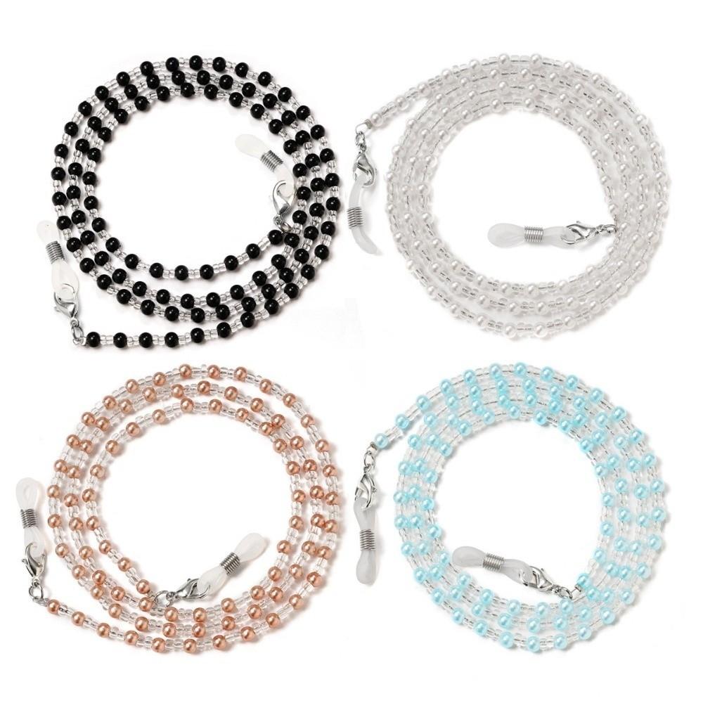 Necklace Style Crystal Beads Eyeglass Holder Beaded Cord Holder Mask Lanyard Nonslip Anti Drop Eyeglass Chain Eye Accessories