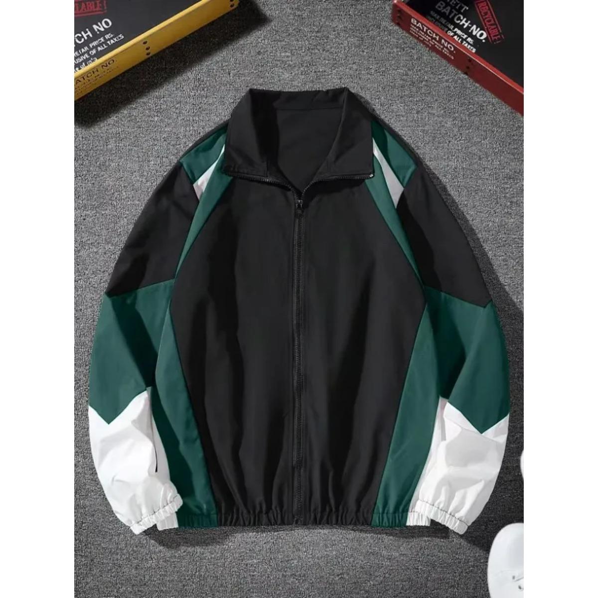 

RogueWave Men s Color-blocked Jacket, Lightweight, Casual, Travel, Windproof and Wear-resistant, High-quality Fabric, Boyfriend Gift XXL зелёный