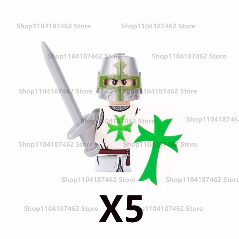 Medieval Military Castle Knight Army Set Building Blocks Green Dragon Wolf Warrior The War of Roses War-horse Weapons Brick Toys