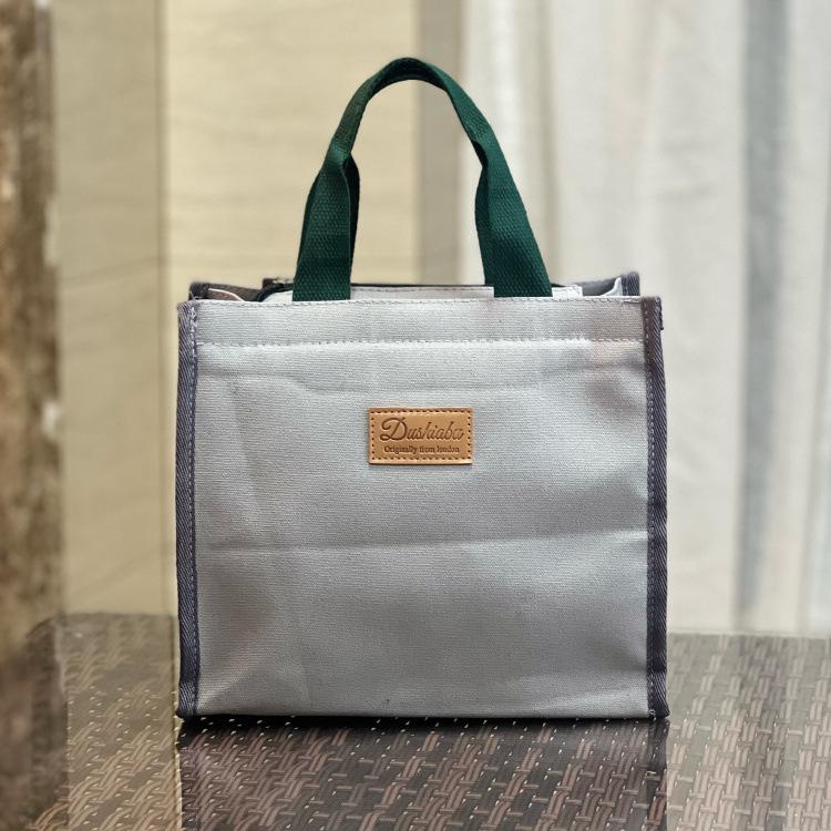 Cute Bear Canvas Lunch Tote - Large Capacity Bento Bag for Students & Moms