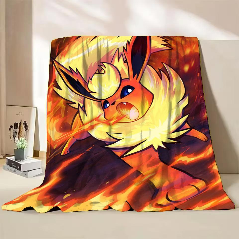 Pokémon Evoli Flanell-Kuscheldecke für Bett Sofa Zuhause Schlafzimmer Büro Reisen Kinder-Überwurfdecke Kinder Winter Warm Weich Geschenke