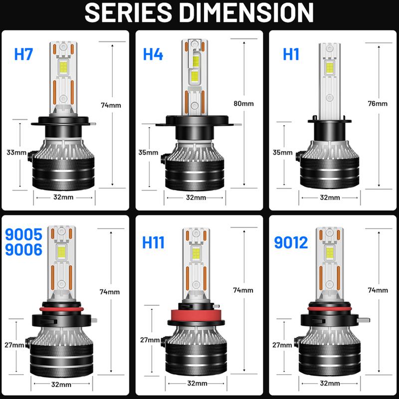 Dualvision K5C H7 H4 H11 LED Headlights H1 H8 9005 HB3 9006 HB4 9012 880 881 H27 9007 9008 H13 6000K 8000K CSP Canbus Car Lights