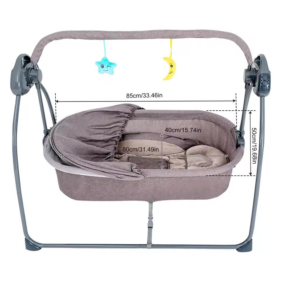 Baby Cradle Swing 5 Speed Electric Stand Rocking Chair Bed with Remote Control Musical Sleeping Basket for 0-18 Months Babies