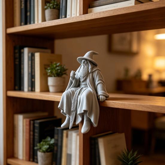 3D Printed Wizard Figurine, Small Wizard Shelf Sitter, Collectible Desktop Ornament for Bookshelves, Desks, TV Cabinets, Home Decor