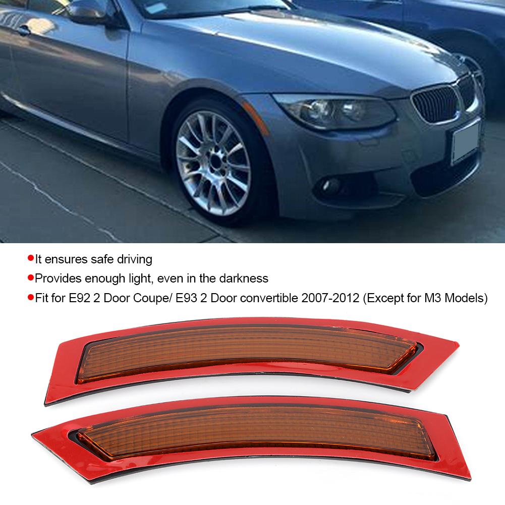 2pcs Plastic Car Front Bumper Reflector Lights Side Marker Lamp Reflective Light Fit for E92 E93 2007 2012