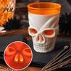 Scary Night Light Cup Halloween Glowing Skull Goblet, LED Up Candle Holder for Dual-purpose Party, Spooky Decor Bar Table, Haunted House Prop