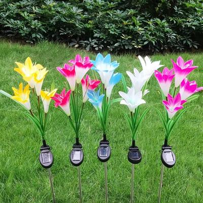 Flowers Solar Artificial Flower Light Realistic Multi-Color Changing Outdoor Solar Garden Light Colorful Light