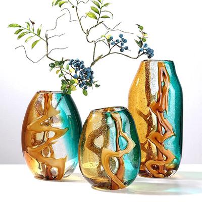 Glass Vase Color Abstract Ripple Transparent Flower Vase Hydroponic Accessories Terrarium Home Decoration Accessories
