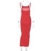 Vestito lungo da donna sexy, arricciato, senza maniche, aderente, tinta unita, estivo, da festa, con spacco sul retro, da clubwear, vestido, abiti da donna