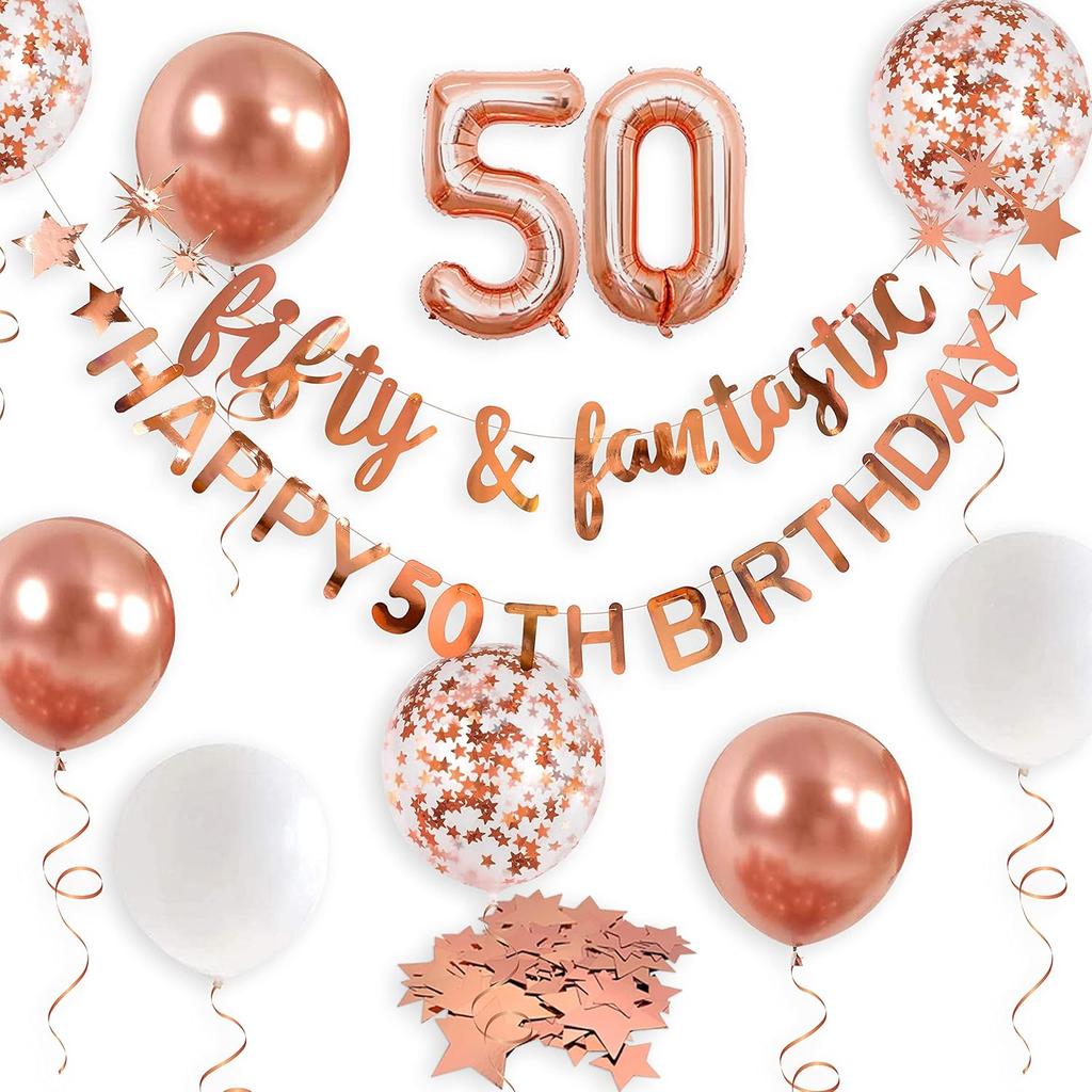 Rose Gold Thirty & Fabulous Happy 30th Birthday Banner Garland Foil Balloon 30 for Womens 30th Birthday Decorations Hanging 30 and Fabulous Cheers to