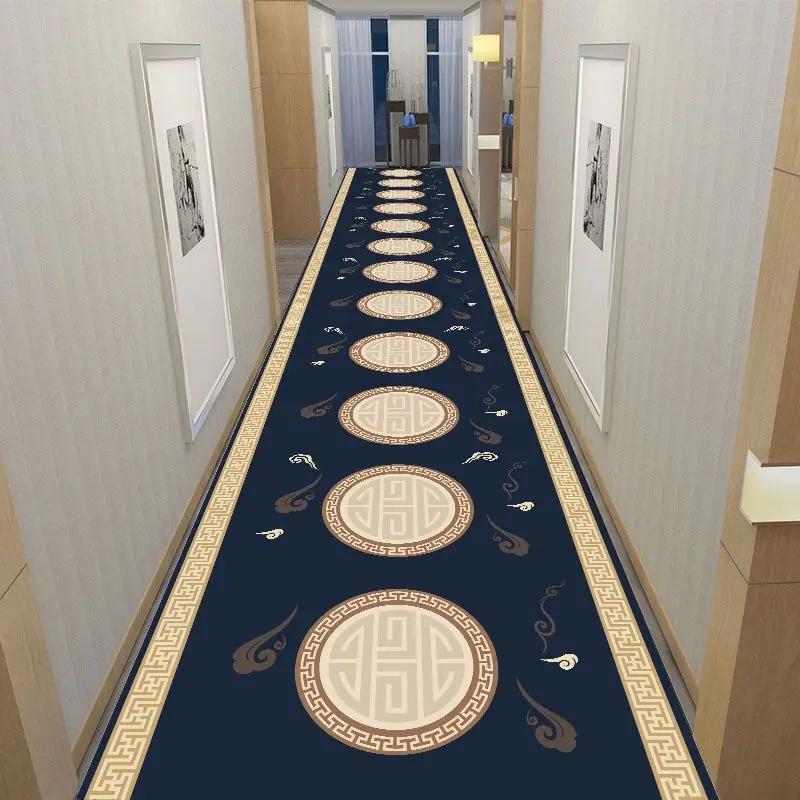 Classical Corridor Carpets Hallway Decor Chinese Style Long Runner for Aisle Passageway Decoration Home Red Carpet Washable Mats