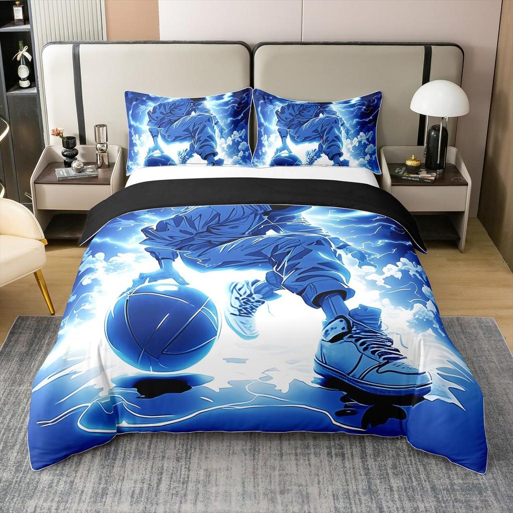 Boys Basketball Duvet Cover For Teen Girls Boys,Basketball Player Bedding Set For Bedroom Decor, Duvet Cover Set And Pillow Case