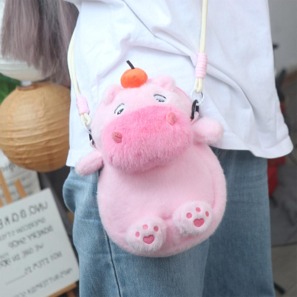 Persimmon Capybara Plush Crossbody Bag Phone Pouch Cartoon Plush Shoulder Bag  School