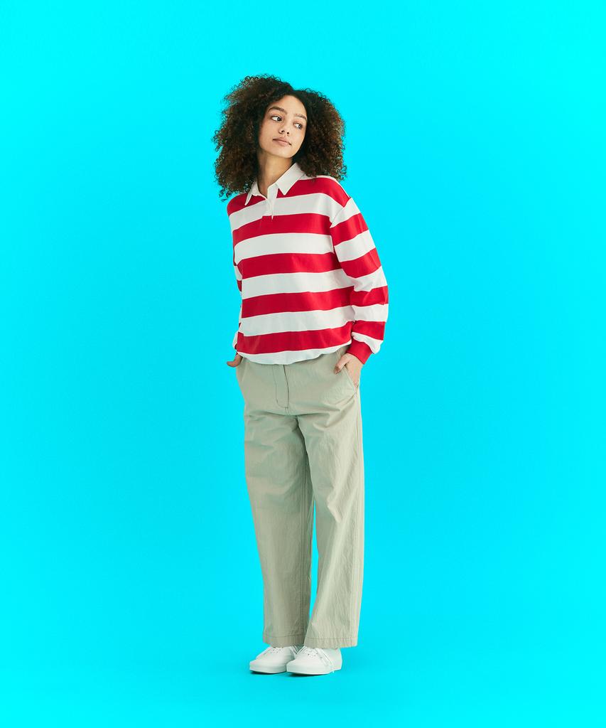 ERER Oxford Collar Stripe T-Shirt Red