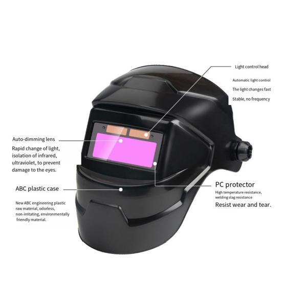 Solar Powered Auto Darkening Welding Helmet with LCD Lens 180-Degree Adjustable Heat-Resistant Welder Helmet