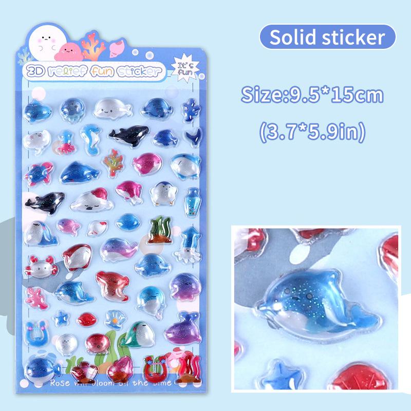 Kids 3D Cartoon Stickers Crystal Embossed Stickers  Journal Decorative Stickers For Phone & Laptop Decor Creative Exchange Gift