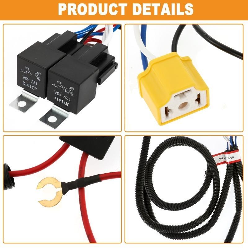 H4 LED Headlight Wiring Harness Negative Switched Conversion Fused Relay Harness Kit for Subaru Toyota