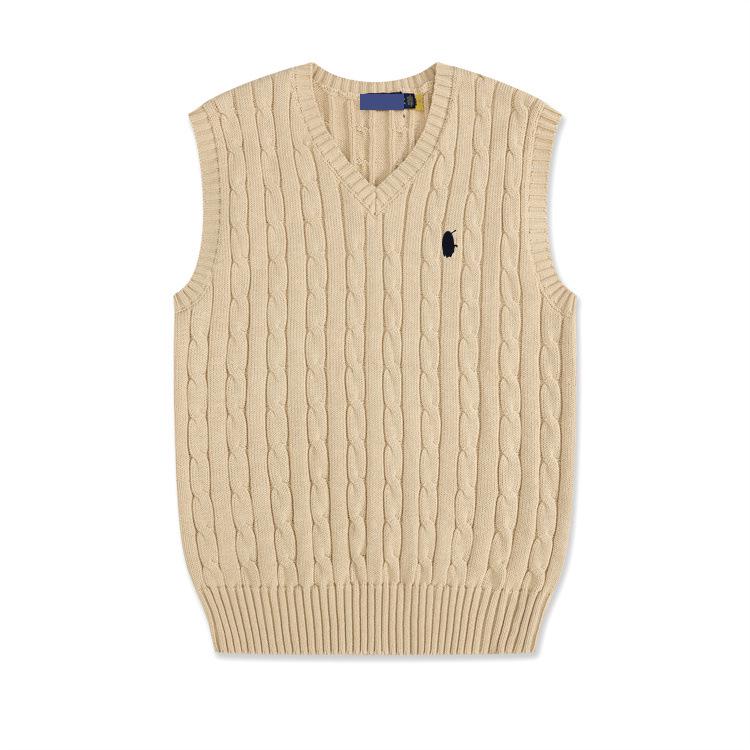 Pánská pletená vesta s V-výstřihem z vlny a bavlny