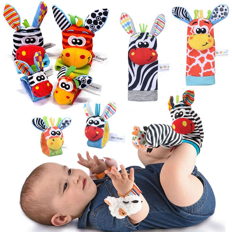 Baby Rattle Socks Toys For Newborn 0 12 Months Play Animal Socks Wrist Strap Rattle Infant Foot Socks Bug Babies Accessory