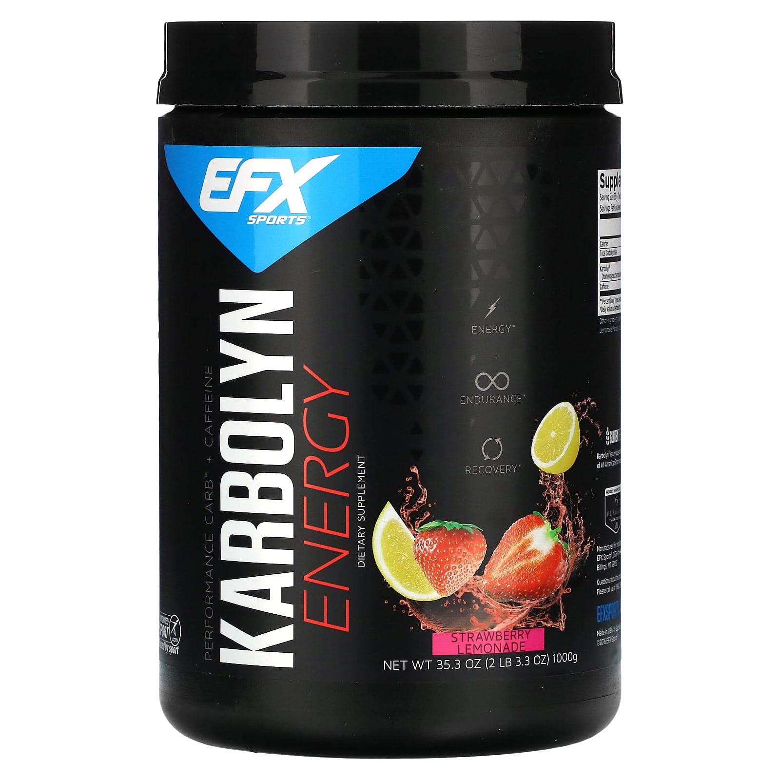 

EFX Sports, Carboline Energy, Strawberry Lemonade, 2 lb 3.3 oz (1,000 g)