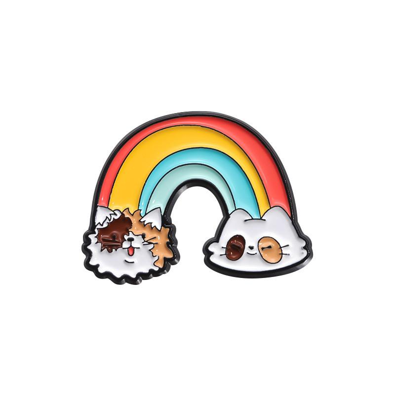 

Rainbow Unique Cartoon Animal Brooch Alloy Pin Cute Cat Design With Colorful Finish Gift For QHXZ456