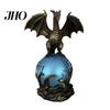 Resin Fantasy Sculpture Dragon Statue with Ball, Dark Style Figurine, USB Powered Desktop Unique Home Lighting Lamp Ornaments, Gift for Men
