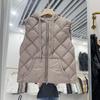Autumn and Winter Duck Down European Version New Solid Color Versatile Big Pocket Vest Hooded Down Vest Women