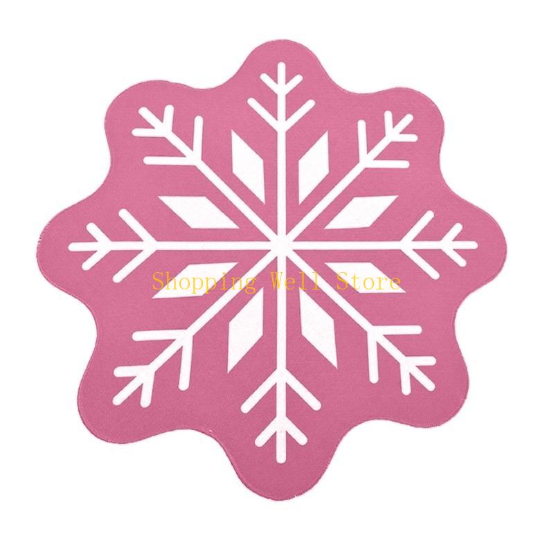 

KX4B Bath Mat Christmas Snowflake Bath Rug with Strong Absorbency Slip Resistant Floor Pad Perfectly Keep Floor Dry 40CM рожевий
