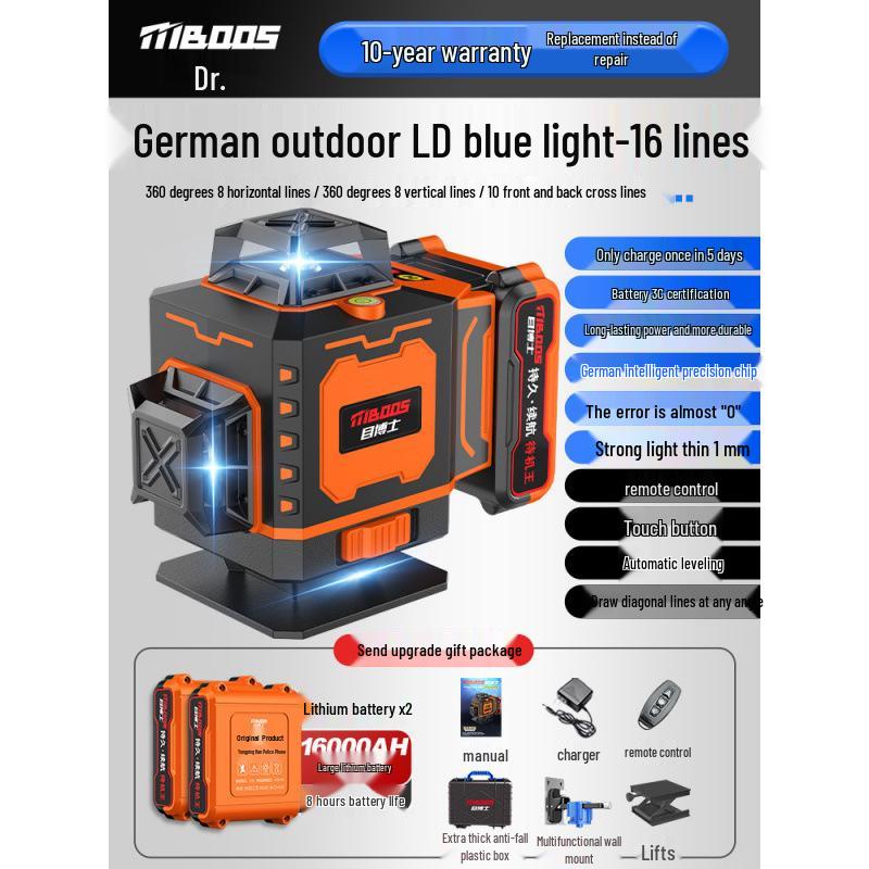 High-Precision Infrared Spirit Level with Automatic Blue Light Leveling for Outdoor Engineering.