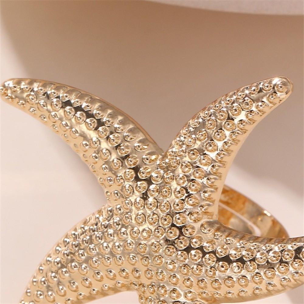 Exaggerated Starfish Ring Flower Shape Flower Ring Romantic Pearl Ring Perfect Gift