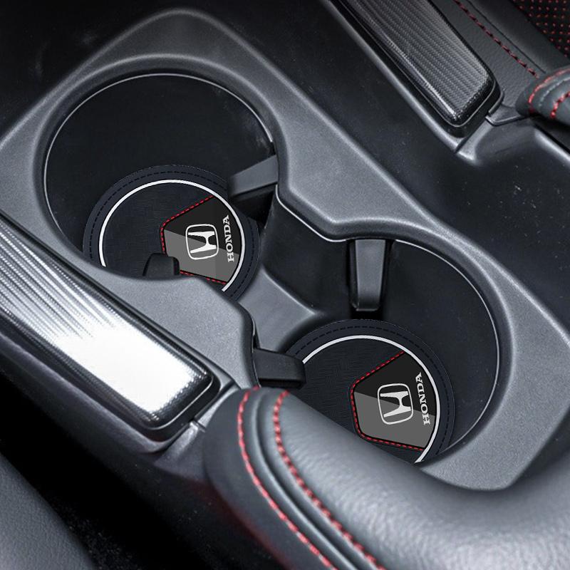 2pcs Car Interior Coasters Water Cup Slots Non-Slip Mat Drink Pads For Honda Civci FIT Jazz Accord Prelude CRV 5th City CRZ HRV