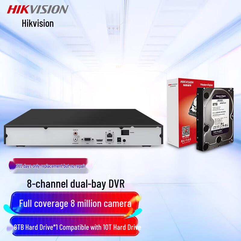 HIKVISION 8-Channel 2-Bay NVR with 8TB HDD