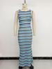 Retro Wave Pattern Mermaid Dress - TikTok 2026 Summer Collection