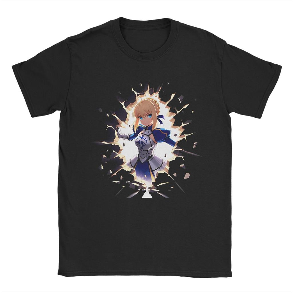 Saber Arthur Pendragon Fate Stay Night Tshirts Men Cotton Tops Novelty Round Neck Short Sleeve