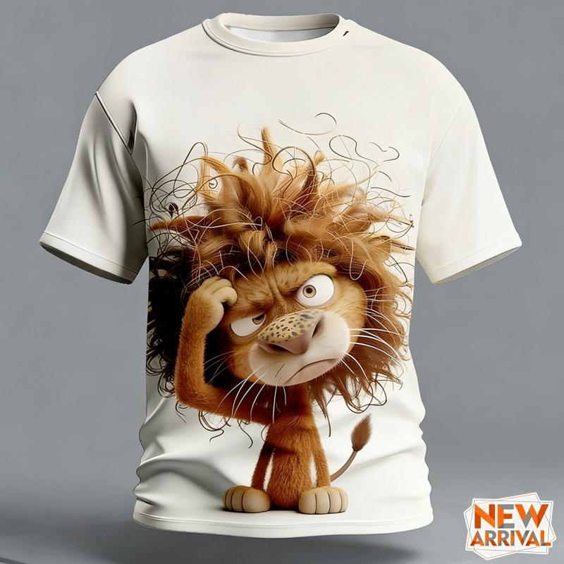 Abstract Funny Lion Pattern T Shirt For Men Cartoon 3D Printed Tees Summer