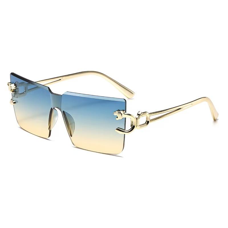 New Arrival Rimless Sunglasses Square Rectangle Big Sun Glasses for Women Men Metal Frame Shades